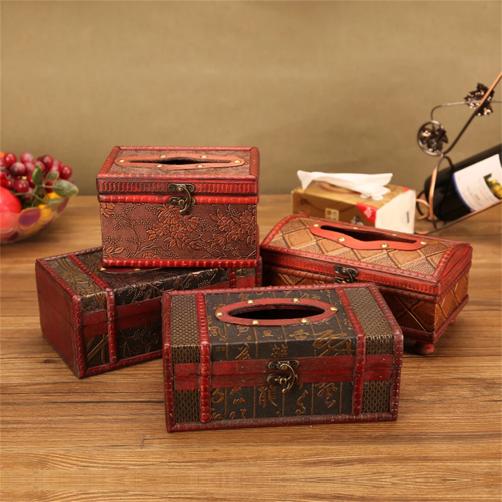 Retro Wooden Tissue Case for Home, Hotel Decorative Organizer, Rectangular Napkin Holder, Wooden Storage Box, Toilet and Kitchen - Image 4
